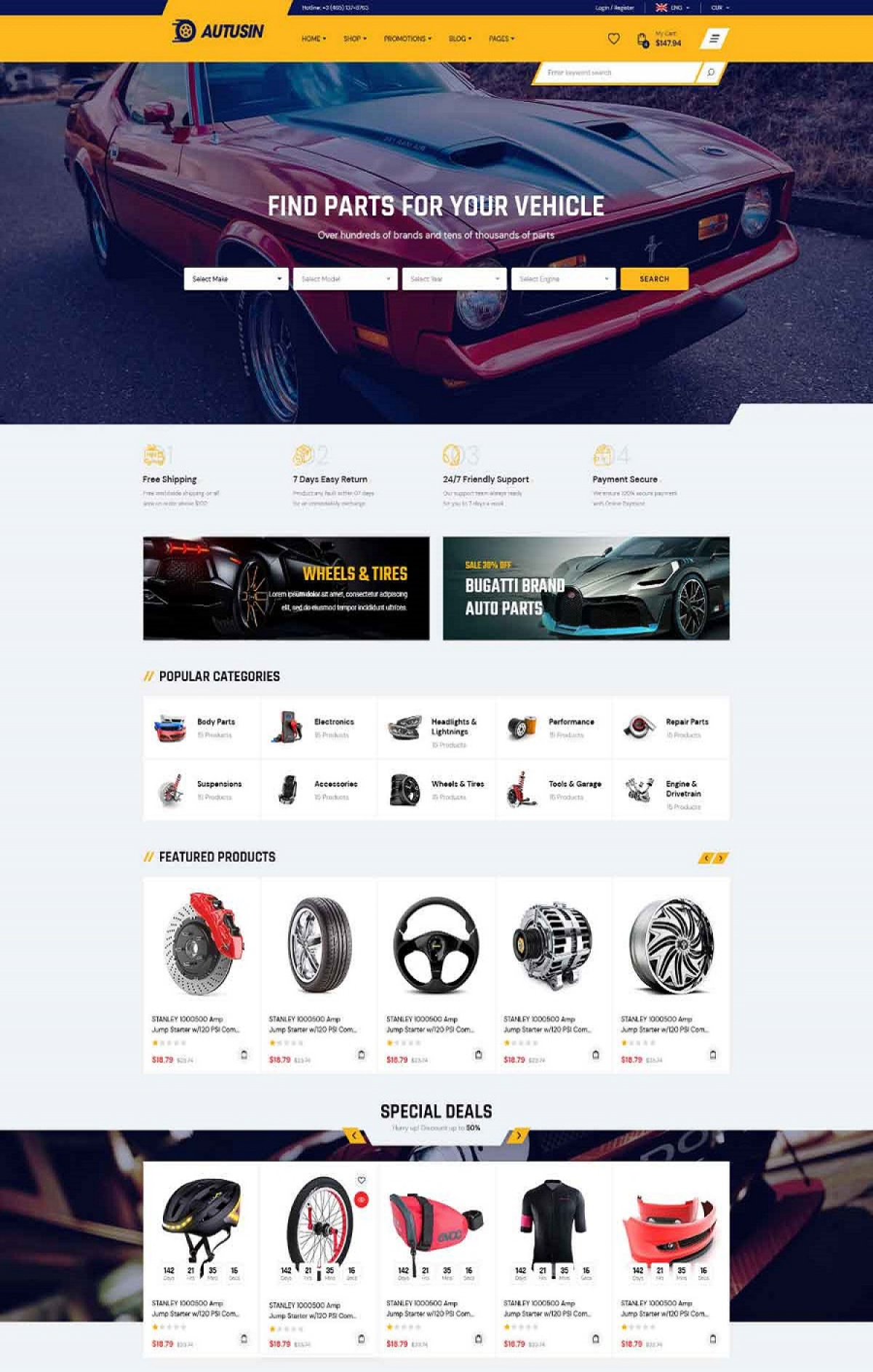 Mẫu web bán phụ kiện xe S3